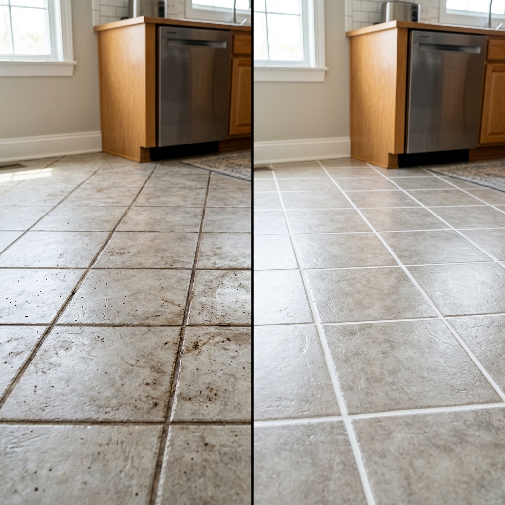 Before and after tile cleaning
