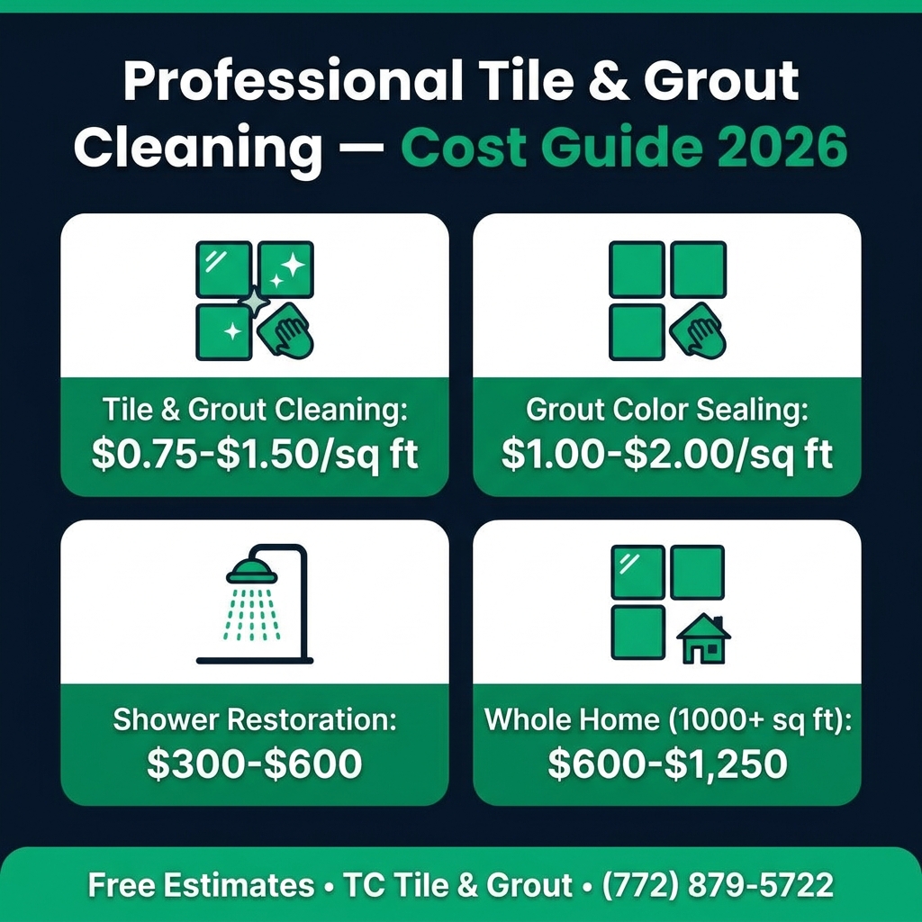 Professional Tile and Grout Cleaning Cost Guide 2026 showing price ranges per square foot
